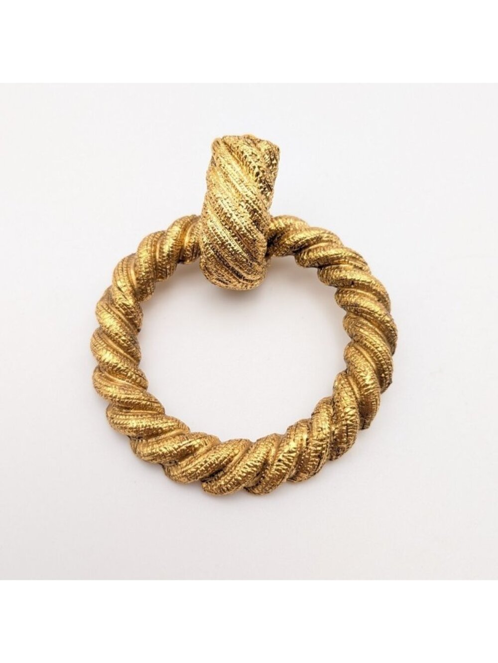 Chanel Single Earrings Twisted Rope Gold Hoop Swing Round Circle 25 Vintage